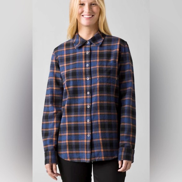 Prana golden canyon plaid flannel shirt / shacket size small new with tags - Picture 1 of 8